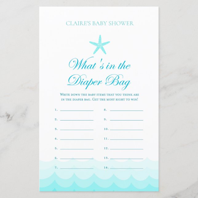 What's in Diaper bag - Baby Shower Game (Framsida)