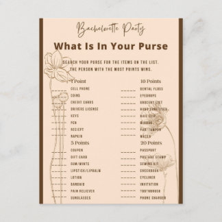 What's in Din Purse Bachelorette Party Game Tilläggskort