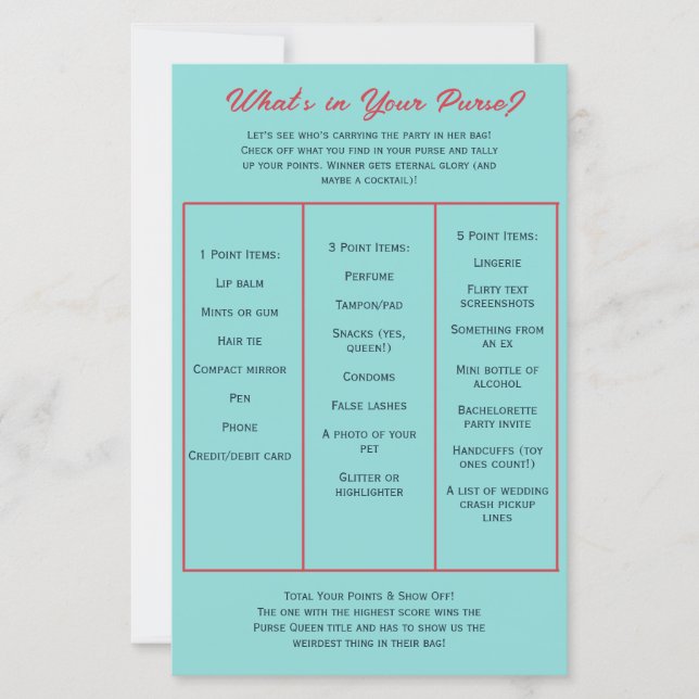 What's in Your Purse? Bachelorette Party Game (Framsida)