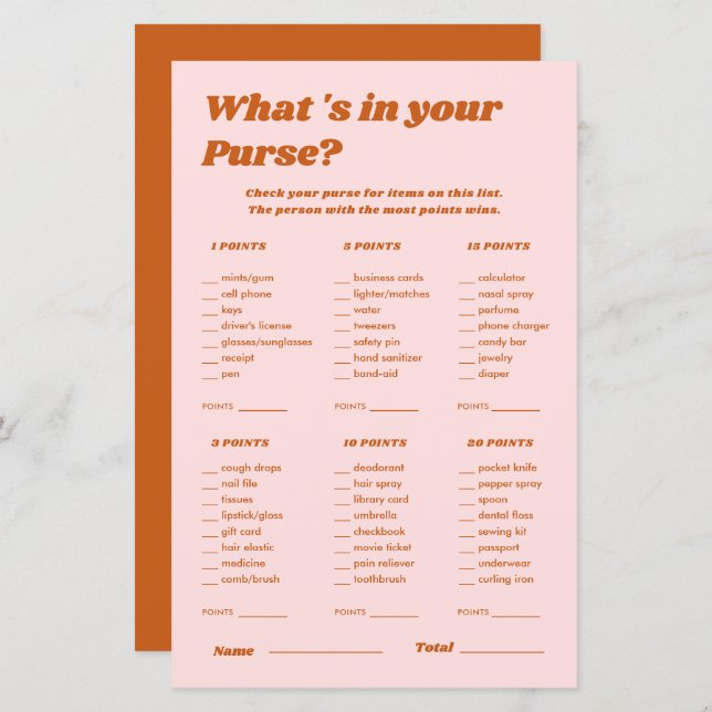 What's in your Purse Disco Möhippa Game (Fram/baksida)