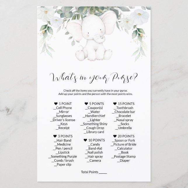 What's in your Purse Game Baby Shower Games (Framsida)