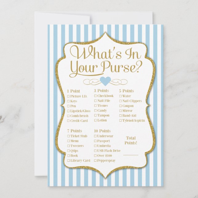 What's in your Purse Game Blue Guld Shower (Framsida)