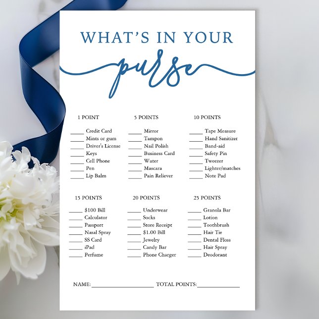 What's in your Purse Game - Blue Möhippa (Fun Bridal Shower Game)
