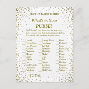 What's in Your Purse Guld Confetti Inbjudan Vykort