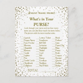 What's in Your Purse | Guld Confetti Inbjudan Vykort