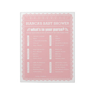 What's In your Purse Rosa Papel Picado Baby Shower Anteckningsblock