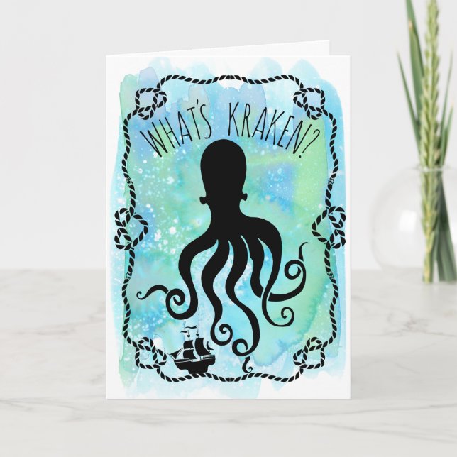 Whats Kraken Cute Nautical Pun | Hej saknas Kort (Framsida)