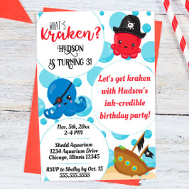 "What's Kraken" Octopus Pirat Children's Birthday Inbjudningar