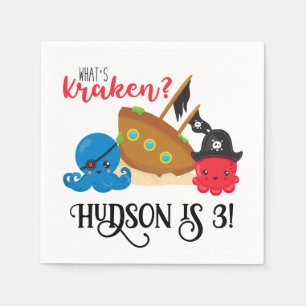 "What's Kraken" Octopus Pirat Children's Birthday Pappersservett