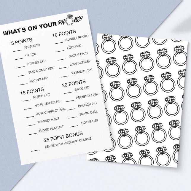 What's on Your Mobil Game - Möhippa Activity (This bridal shower game is fun, easy to edit and features cute diamond rings on the back.)