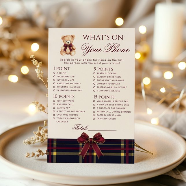 Whats On your Phone Teddy Bear baby shower game (Skapare uppladdad)