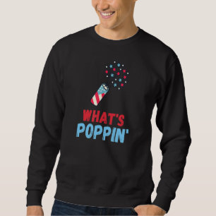 Whats Poppin 4:e juli America Fireworks Directo Lång Ärmad Tröja