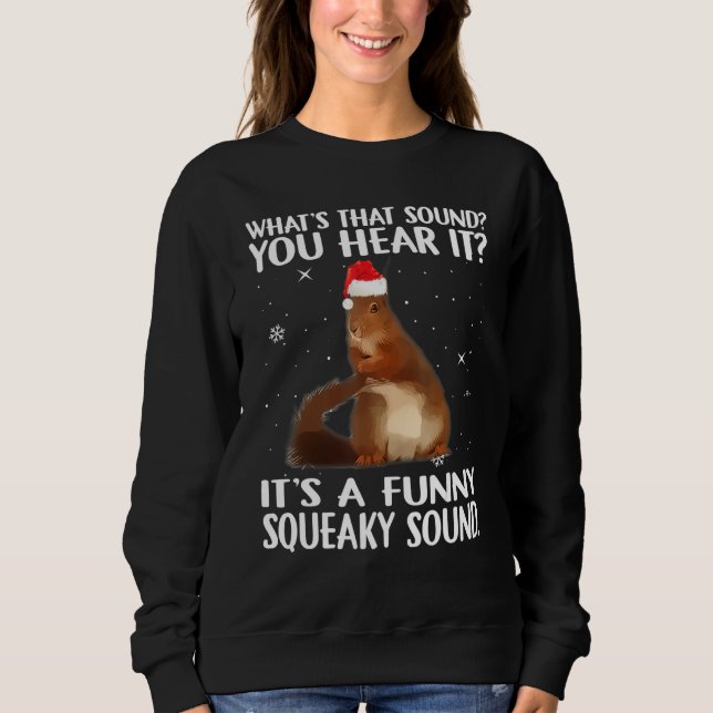 What's That Sound You Hear It Squirrel Santa Hat C T Shirt (Framsida)