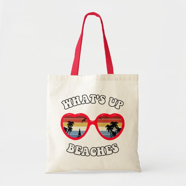 "What's Up, Beacher" Retro Sunset Sunglasses Tygkasse (Framsidan)