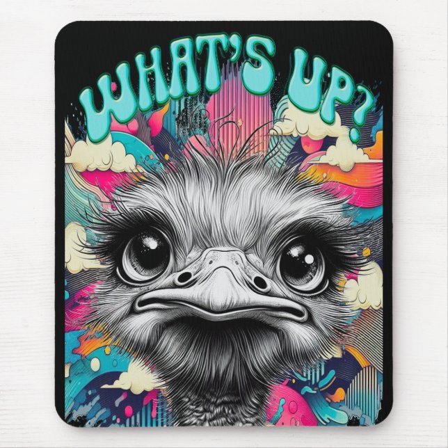 "Whats Up Ostrich" Gaming Mouse Pad Musmatta (Framsidan)