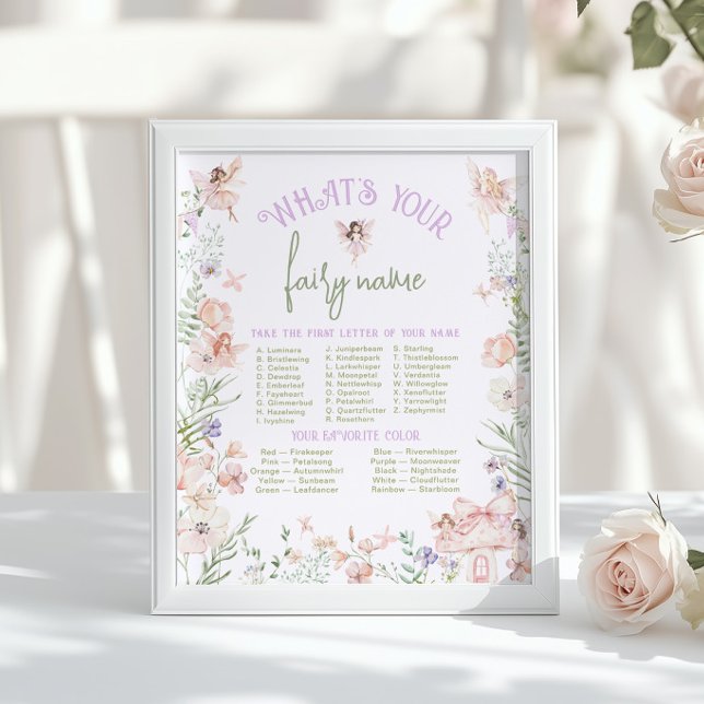 Whats your Fairy Name Whimsical Birthday game Poster (Skapare uppladdad)