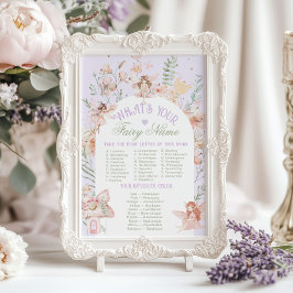 Whats your Fairy Name Whimsical Birthday game Poster