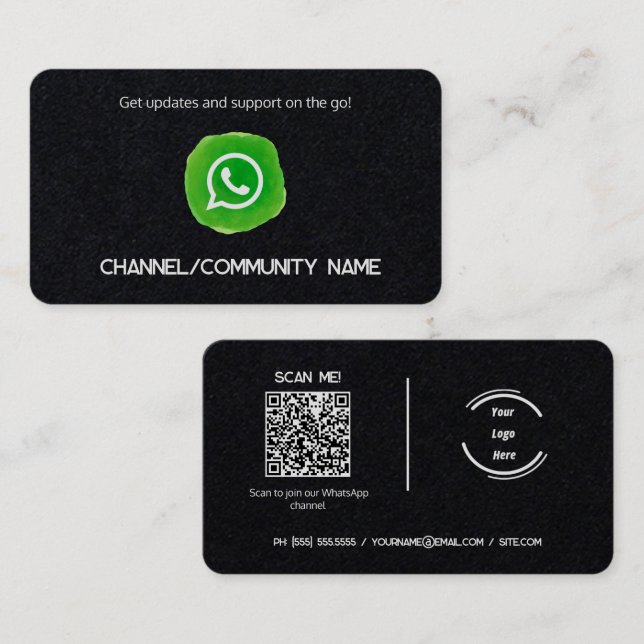 WhatsApp Community Channel Anpassningsbar Logotyp  Visitkort (Fram/baksida)