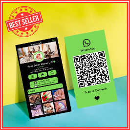 WhatsApp Nagelsalong Grön | Social Media QR-kod Visitkort