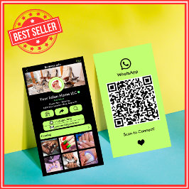 WhatsApp Nagelsalong Lime Green Social Media QR Visitkort