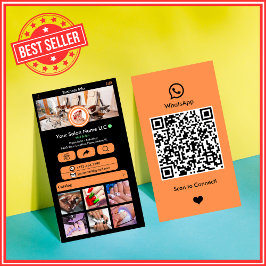 WhatsApp Nagelsalong Orange Sociala Medier QR-kod Visitkort