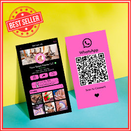 WhatsApp Nagelsalong Rosa | Social Media QR-kod Visitkort