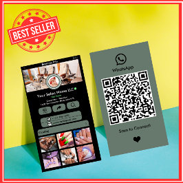 WhatsApp Nagelsalong Sage Grön Social Media QR Visitkort