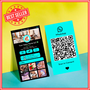 WhatsApp Nagelsalong Turkos Sociala Media QR-kod Visitkort