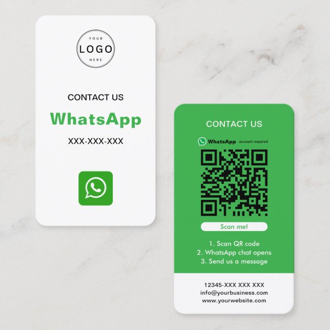 WhatsApp QR-kod - enkel minimalistisk Logotyp Visitkort (Fram/baksida)