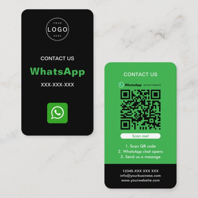 WhatsApp QR-kod - enkel minimalistisk Logotyp Visitkort (Fram/baksida)