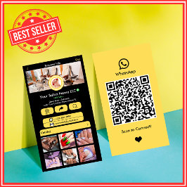 WhatsApp QR-kod | Gul Modern Nagelsalong Visitkort