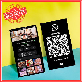 WhatsApp Svart Nagelsalong Social Media QR Visitkort