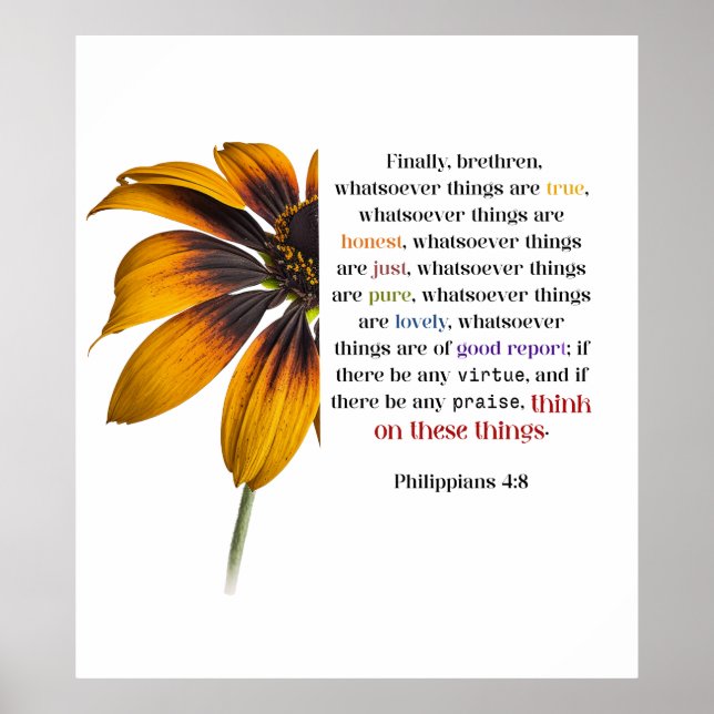 Whatsoever Things Are Scripture with Flower Poster (Framsidan)