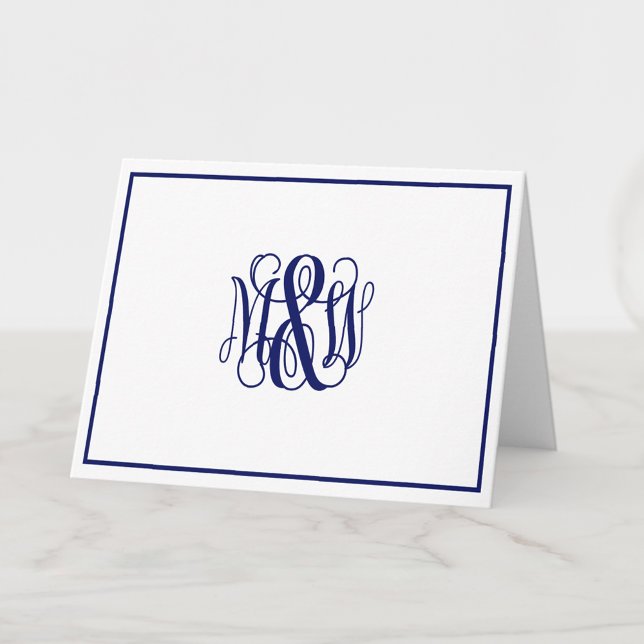Whavy 3 Initial Vine Script Monogram B&G DIY BG Anteckningskort (Skapare uppladdad)