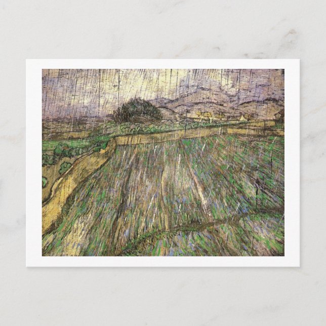 Wheat Fält i Rain (F650) Van Gogh Fine Art Vykort (Framsida)
