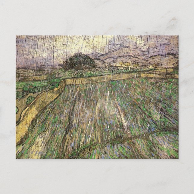 Wheat Fält i Rain (F650) Van Gogh Fine Art Vykort (Framsida)