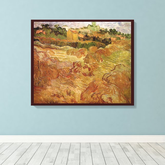 Wheat Fält med Auvers av Vincent van Gogh Canvastryck (Insitu (trägolv))
