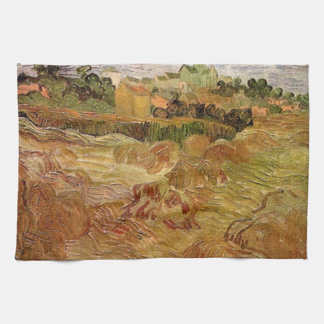 Wheat Fält med Auvers av Vincent van Gogh Kökshandduk (Horisontell)