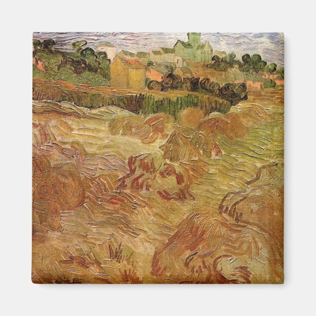 Wheat Fält med Auvers av Vincent van Gogh Magnet (Framsidan)