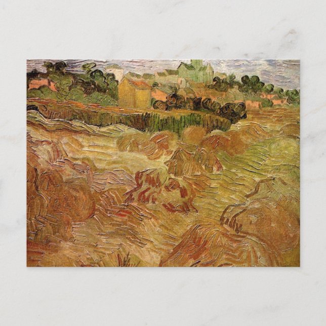Wheat Fält med Auvers av Vincent van Gogh Vykort (Framsida)