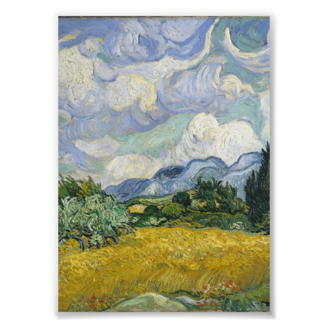Wheat Fält med Cypresses av Vincent van Gogh Fototryck (Framsidan)