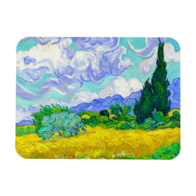 Wheat Fält med Cypresses av Vincent Van Gogh Magnet (Horisontell)