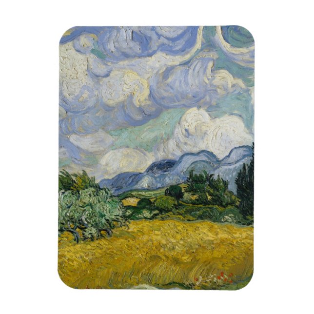 Wheat Fält med Cypresses av Vincent van Gogh Magnet (Vertikal)