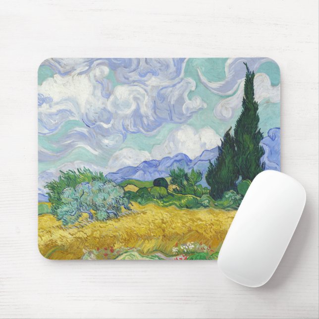 Wheat Fält med Cypresses av Vincent van Gogh Musmatta (Med mus)