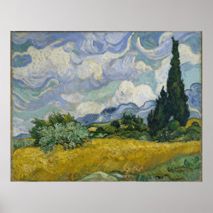 Wheat Fält med Cypresses av Vincent van Gogh Poster
