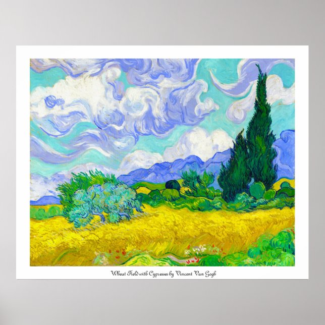 Wheat Fält med Cypresses av Vincent Van Gogh Poster (Framsidan)
