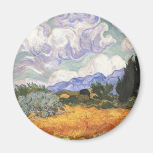 Wheat Fält med Cypresses Magnet