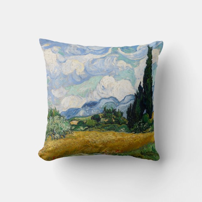Wheat Fält med Cypresses Pillow Kudde (Framsida)