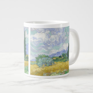 Wheat Fält med Cypresses Van Gogh Fine Art Jumbo Mugg