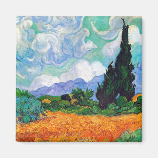 Wheat Fält med Cypresses Van Gogh Fine Art Magnet